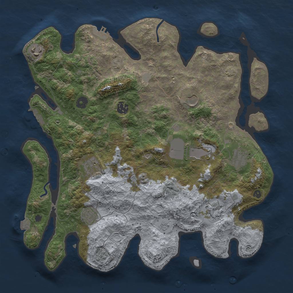 Rust Map: Procedural Map, Size: 3700, Seed: 1243707, 17 Monuments