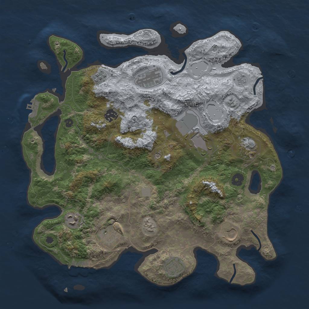 Rust Map: Procedural Map, Size: 3700, Seed: 572154, 16 Monuments