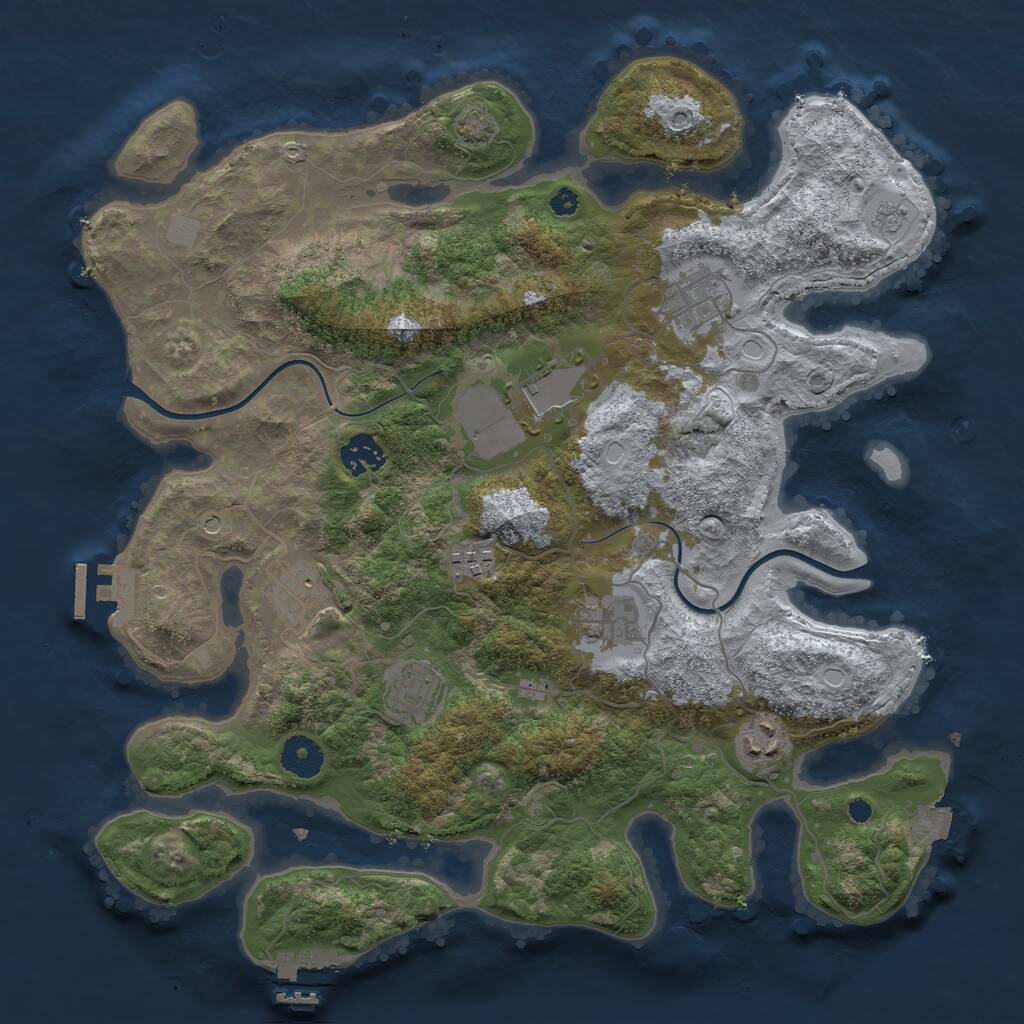 Rust Map: Procedural Map, Size: 3700, Seed: 299180, 14 Monuments