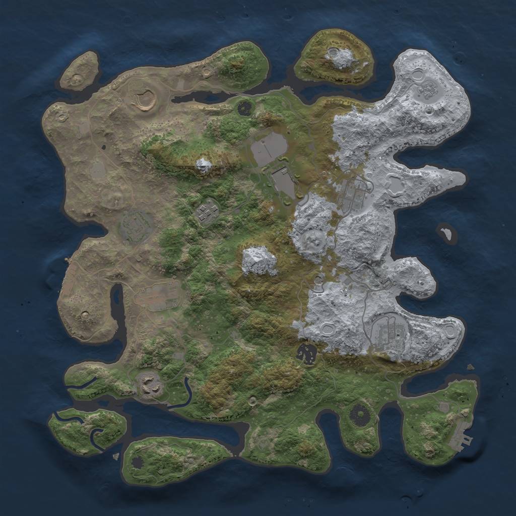 Rust Map: Procedural Map, Size: 3700, Seed: 299180, 16 Monuments