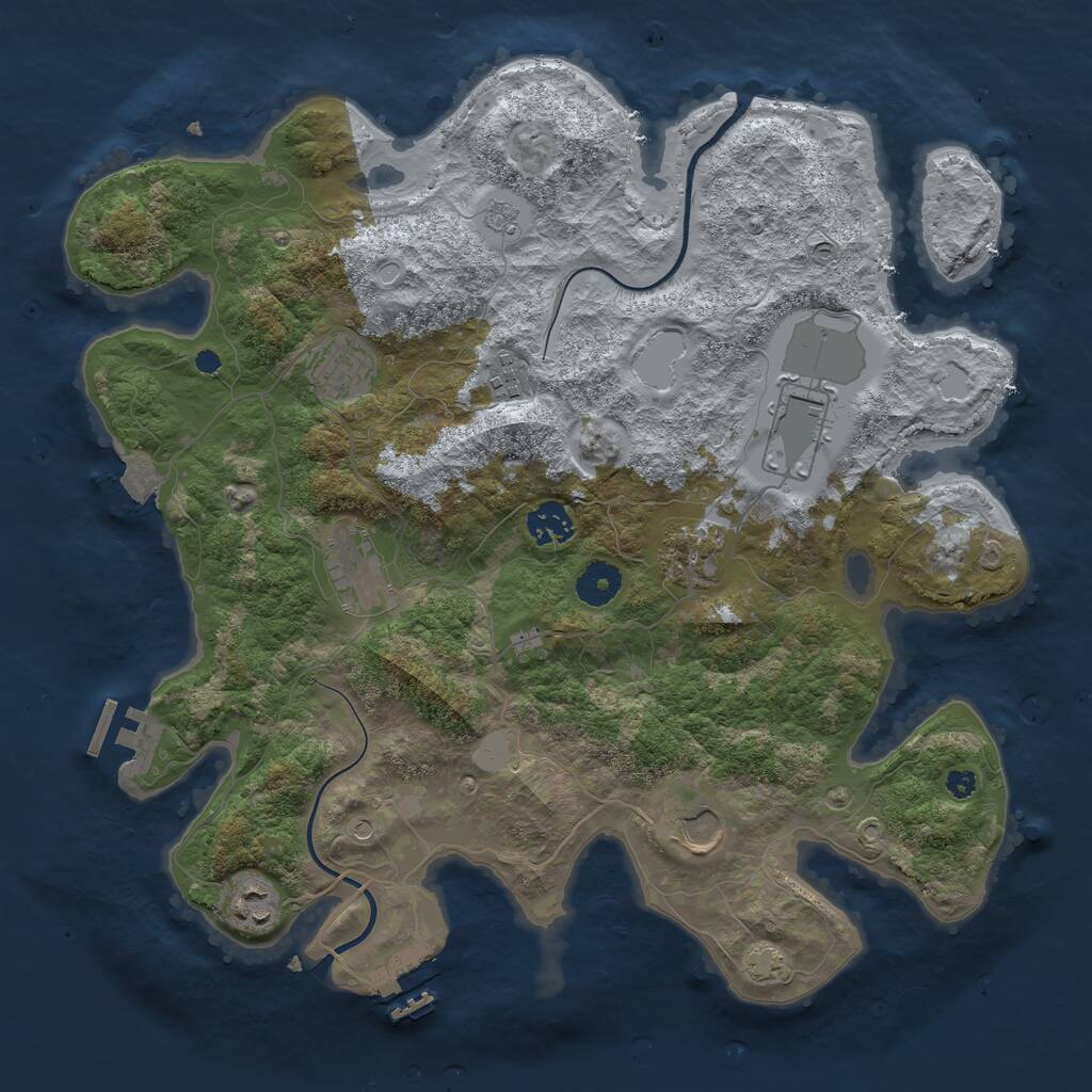 Rust Map: Procedural Map, Size: 3700, Seed: 3782864, 14 Monuments