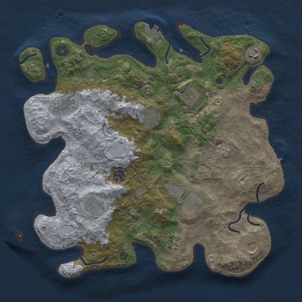 Rust Map: Procedural Map, Size: 3700, Seed: 2678760, 17 Monuments