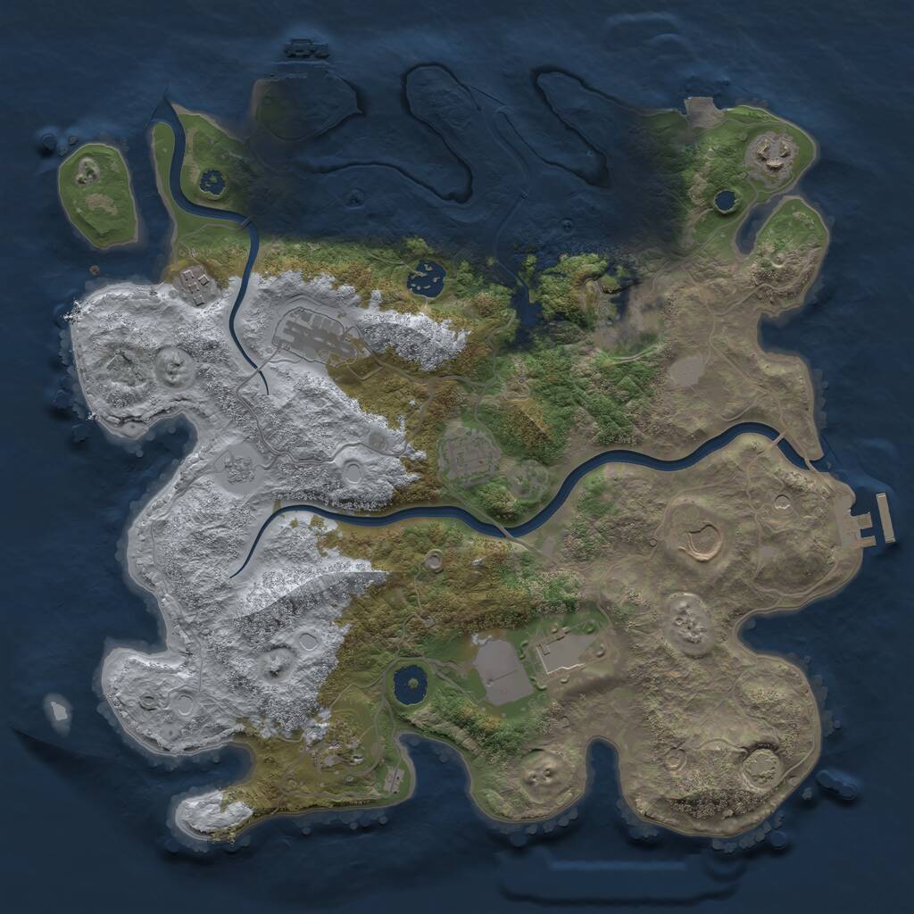 Rust Map: Procedural Map, Size: 3700, Seed: 2678760, 15 Monuments