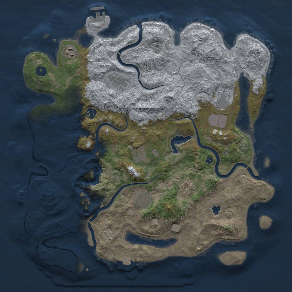 Rust Map: Procedural Map, Size: 4200, Seed: 389165815, 14 Monuments