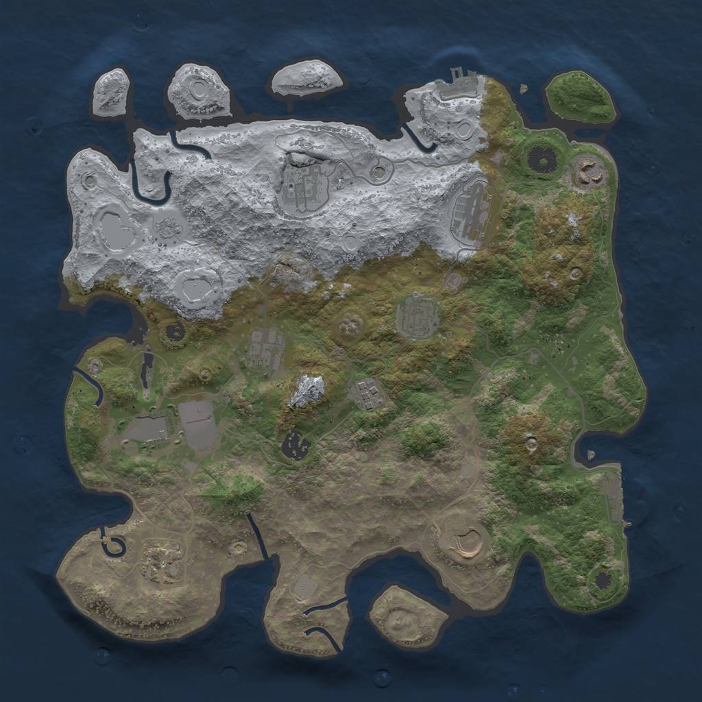 Rust Map: Procedural Map, Size: 3700, Seed: 5747315, 17 Monuments