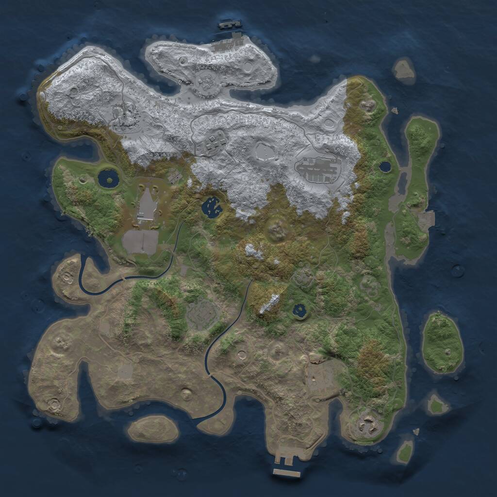 Rust Map: Procedural Map, Size: 3700, Seed: 4043013, 14 Monuments
