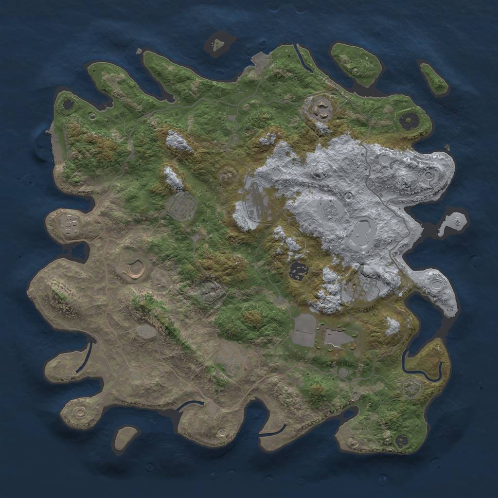 Rust Map: Procedural Map, Size: 4000, Seed: 319487, 16 Monuments