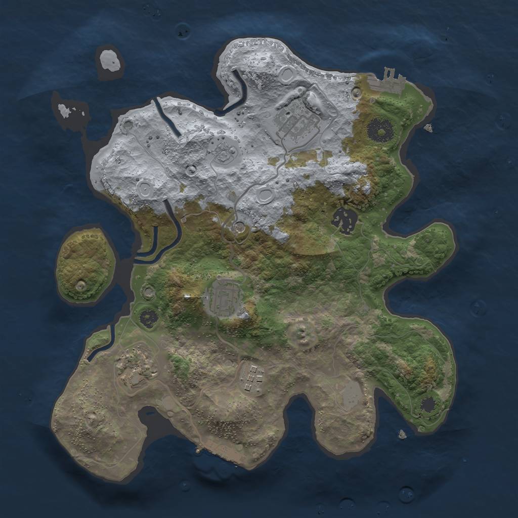 Rust Map: Procedural Map, Size: 3000, Seed: 49999, 12 Monuments