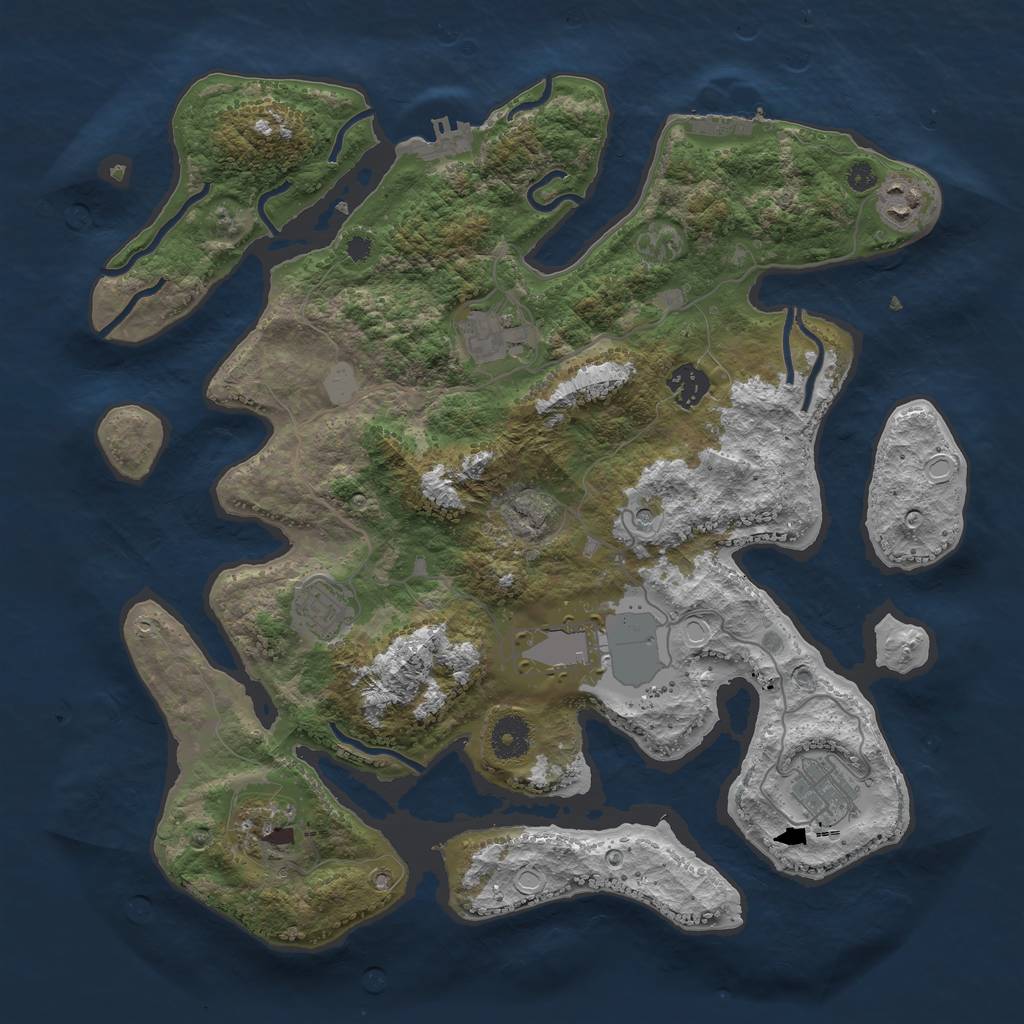 Rust Map: Procedural Map, Size: 3700, Seed: 2094605, 15 Monuments