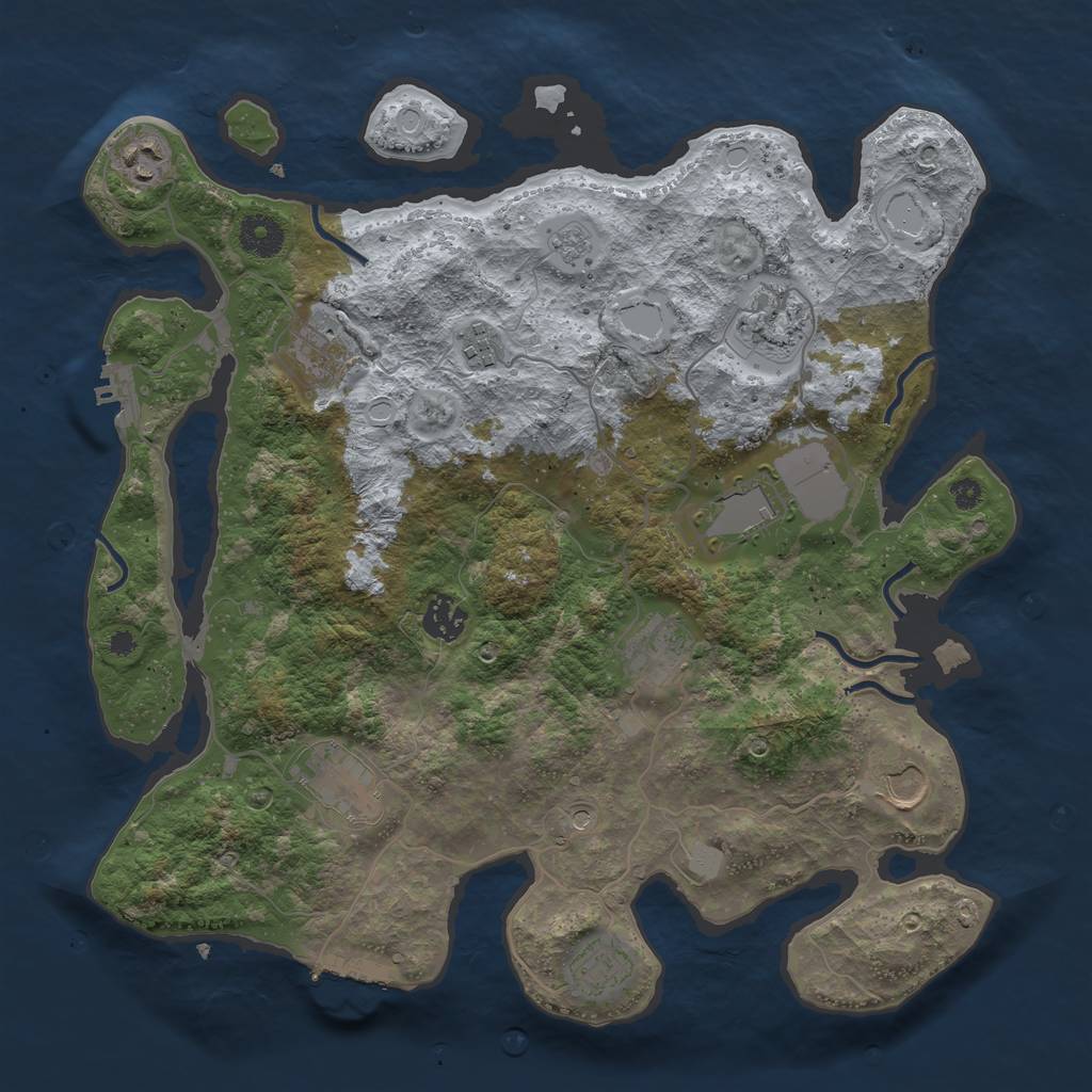 Rust Map: Procedural Map, Size: 3700, Seed: 3238503, 17 Monuments