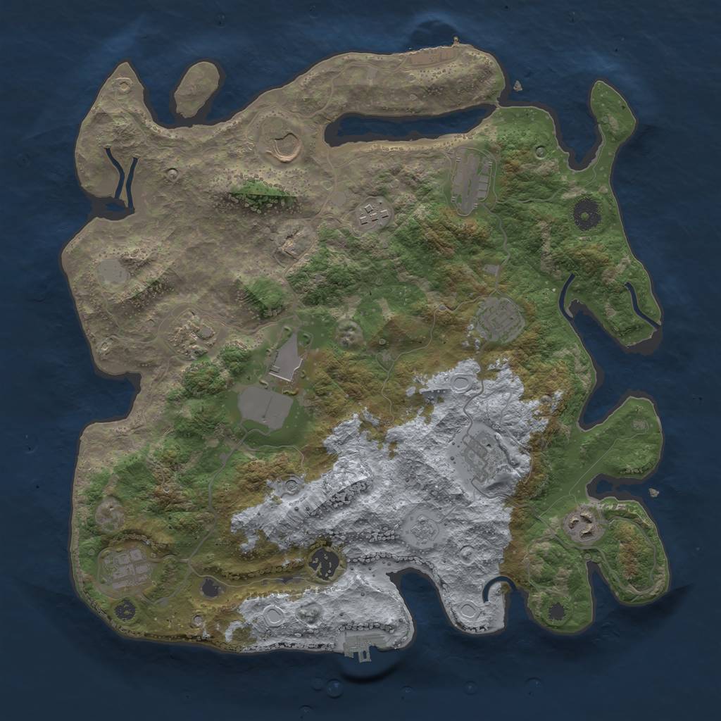 Rust Map: Procedural Map, Size: 3700, Seed: 5841818, 17 Monuments