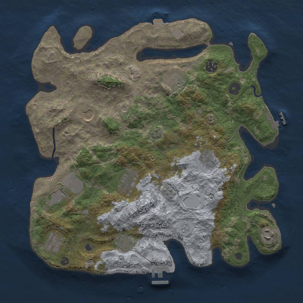 Rust Map: Procedural Map, Size: 3700, Seed: 5841818, 16 Monuments