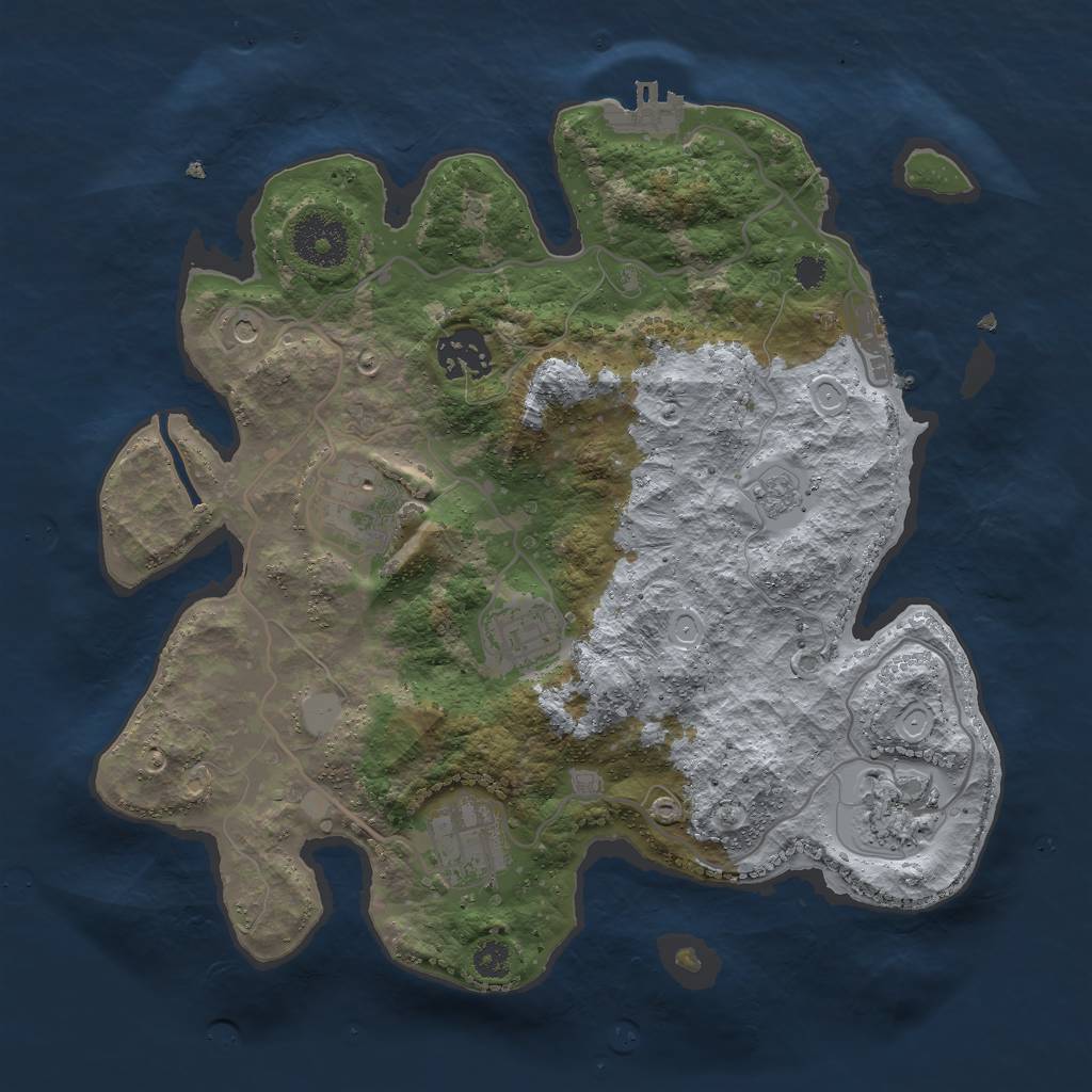 Rust Map: Procedural Map, Size: 3000, Seed: 636754786, 12 Monuments