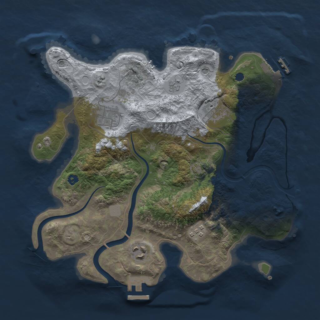 Rust Map: Procedural Map, Size: 3000, Seed: 1289646545, 10 Monuments