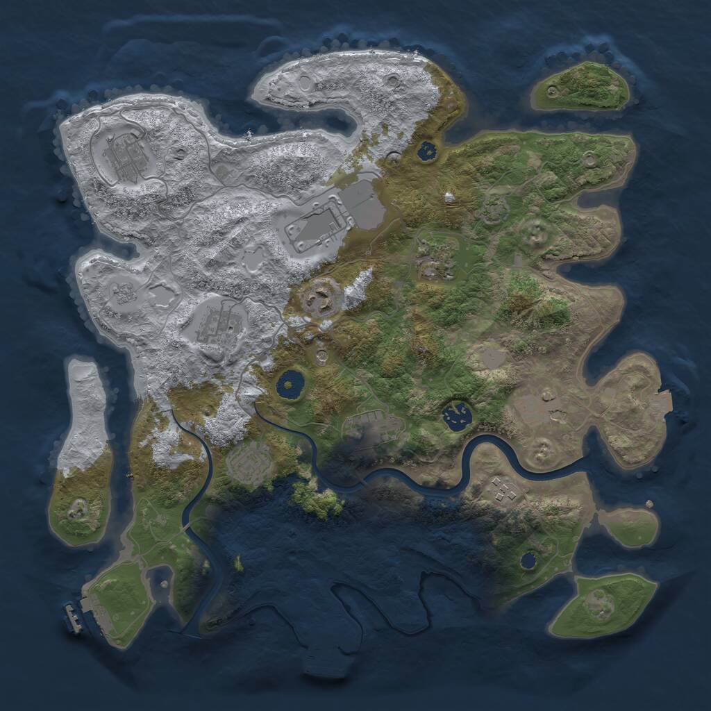 Rust Map: Procedural Map, Size: 3800, Seed: 15577, 16 Monuments