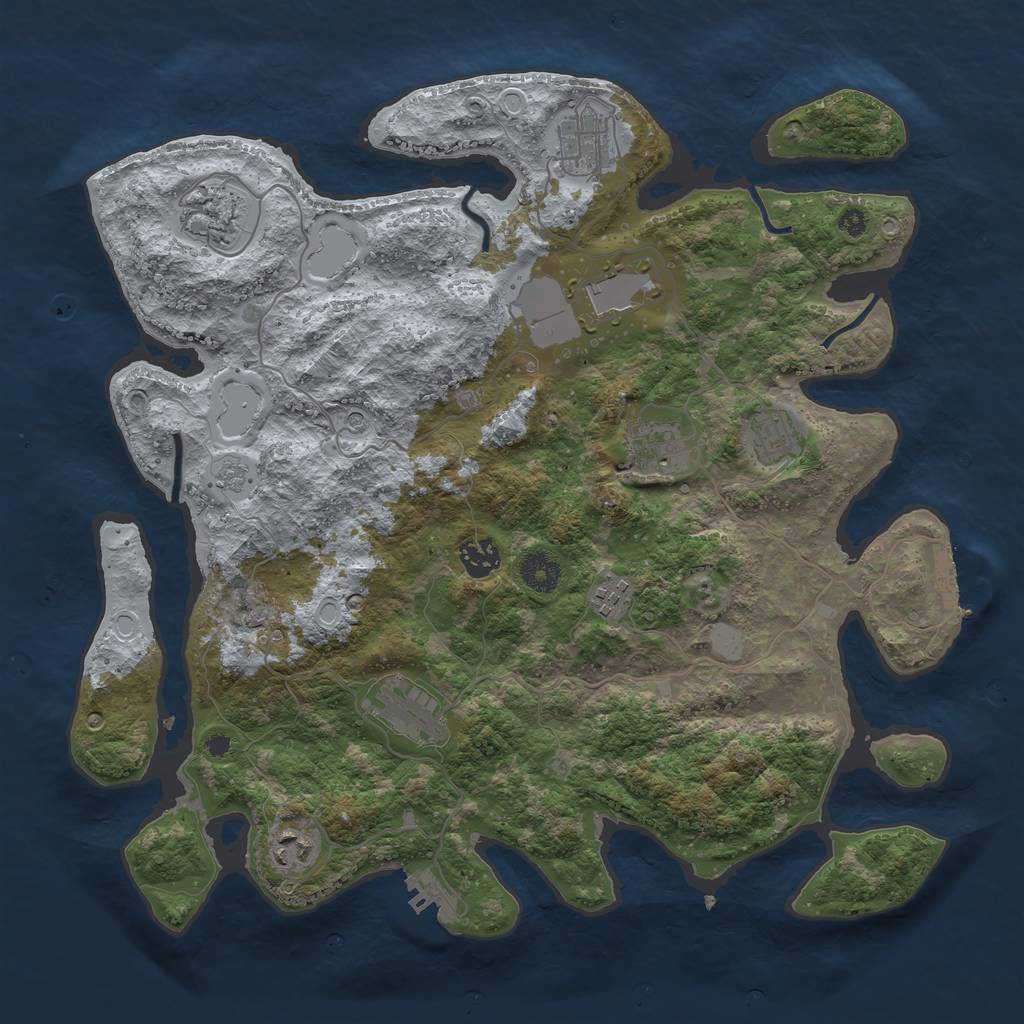 Rust Map: Procedural Map, Size: 3800, Seed: 15577, 16 Monuments