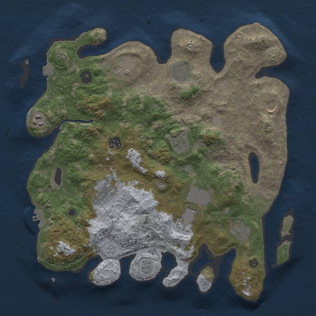 Rust Map: Procedural Map, Size: 3700, Seed: 4380851, 17 Monuments