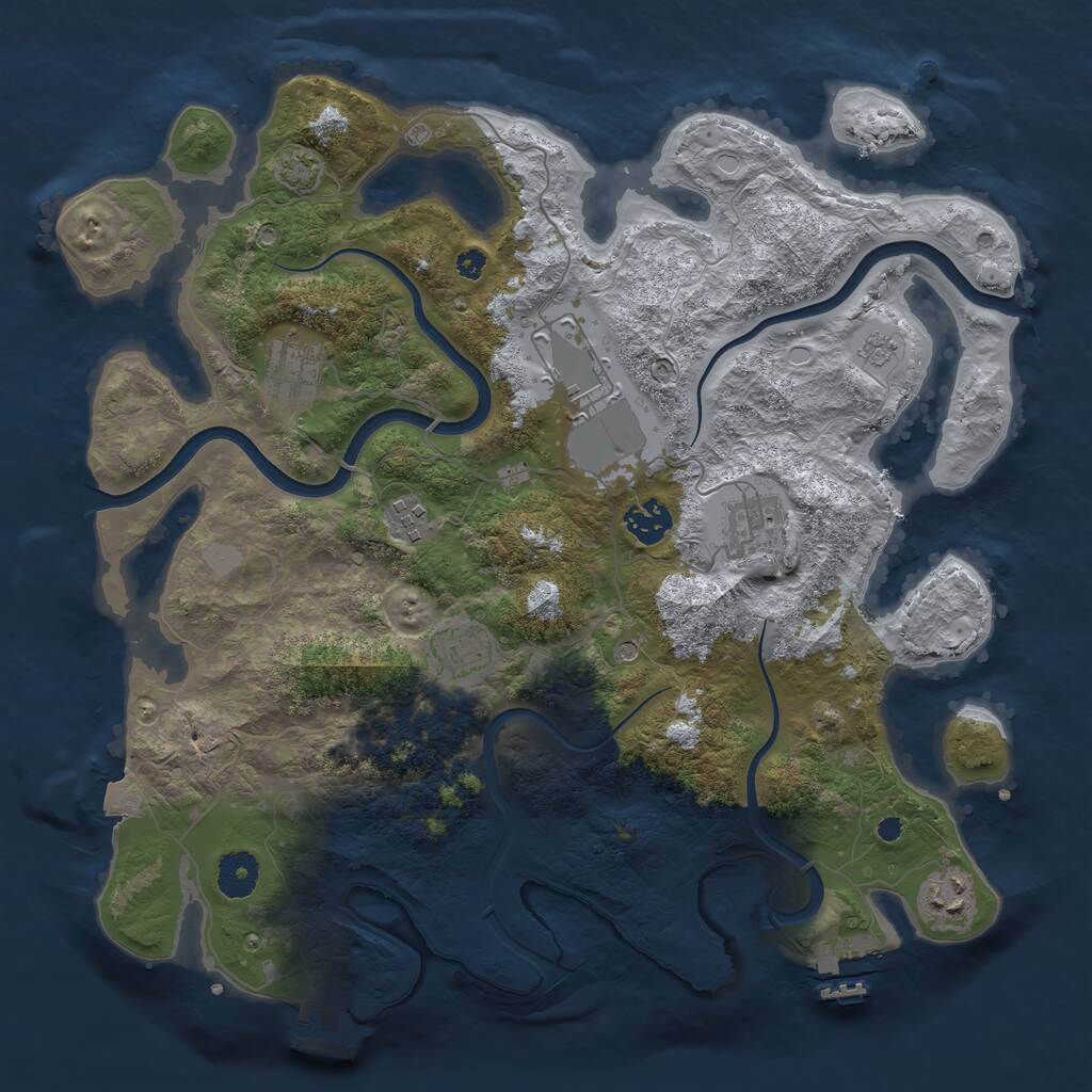 Rust Map: Procedural Map, Size: 3700, Seed: 5266350, 13 Monuments