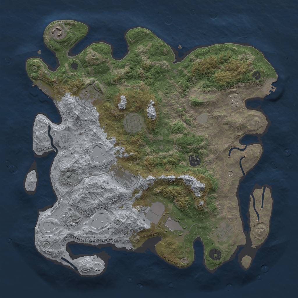 Rust Map: Procedural Map, Size: 3700, Seed: 5557422, 16 Monuments