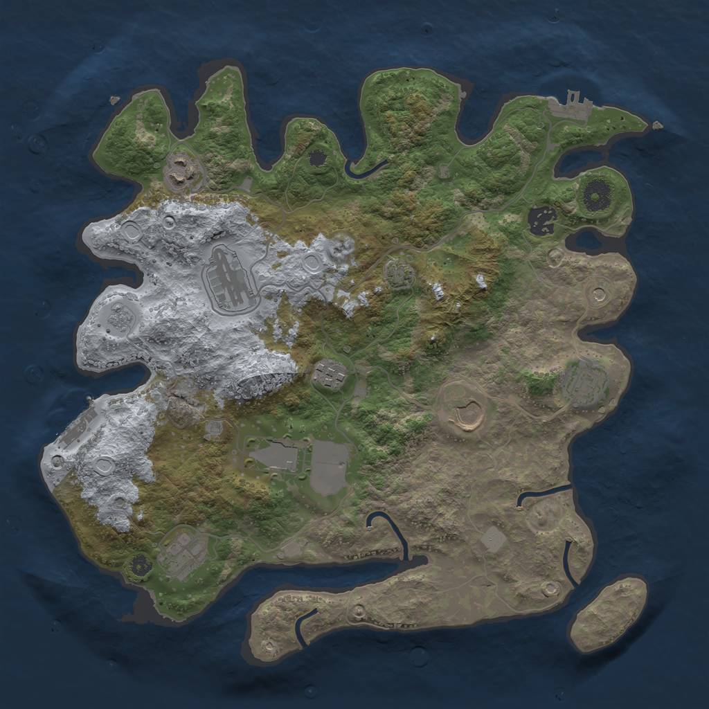 Rust Map: Procedural Map, Size: 3550, Seed: 227681, 16 Monuments