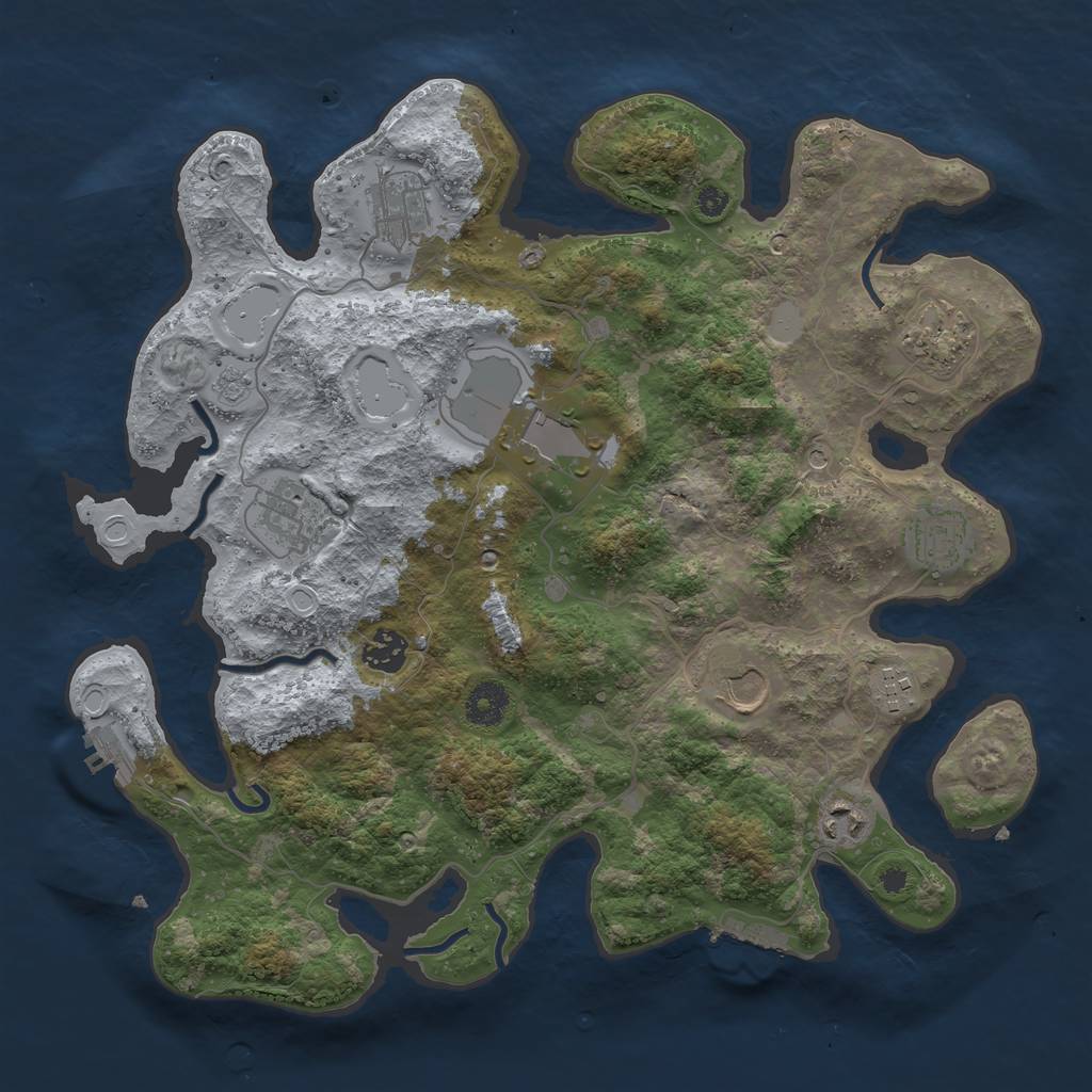 Rust Map: Procedural Map, Size: 3700, Seed: 2725802, 16 Monuments