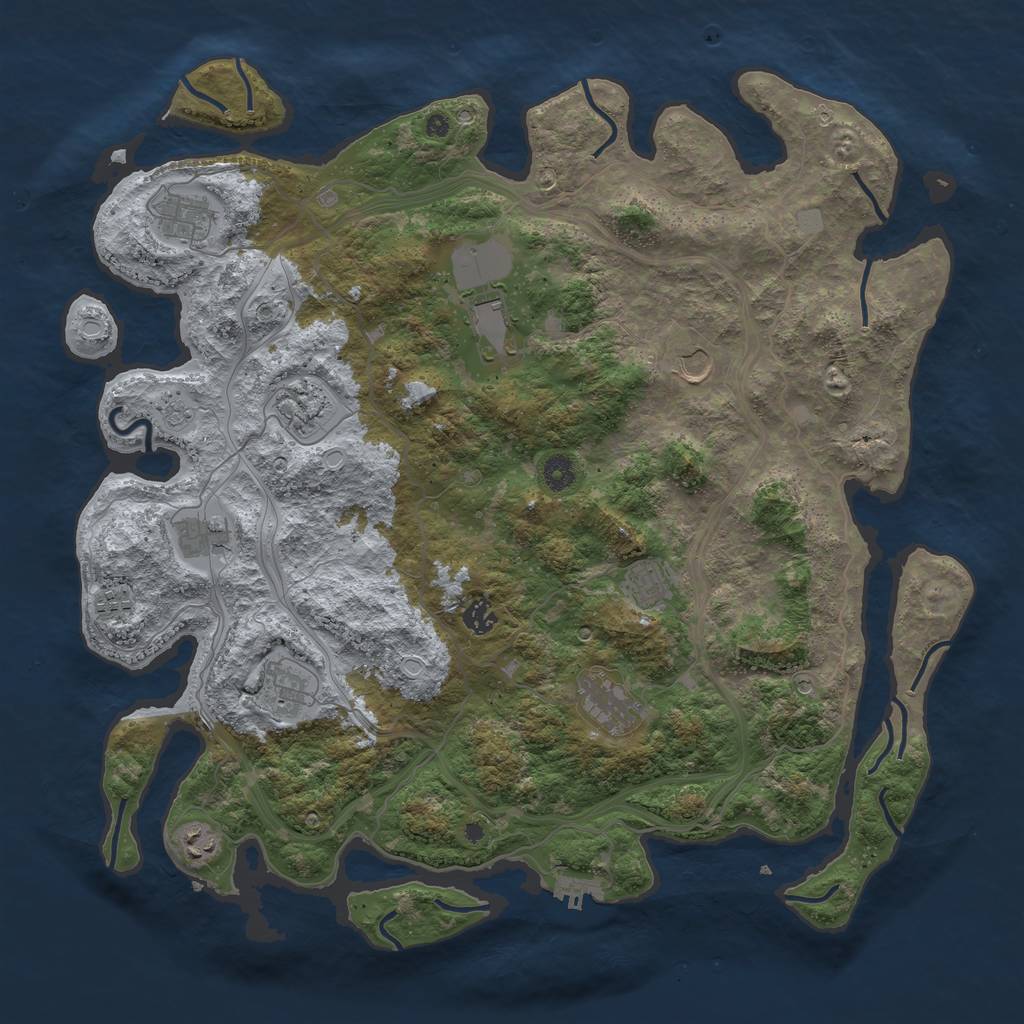 Rust Map: Procedural Map, Size: 4500, Seed: 61484538, 17 Monuments