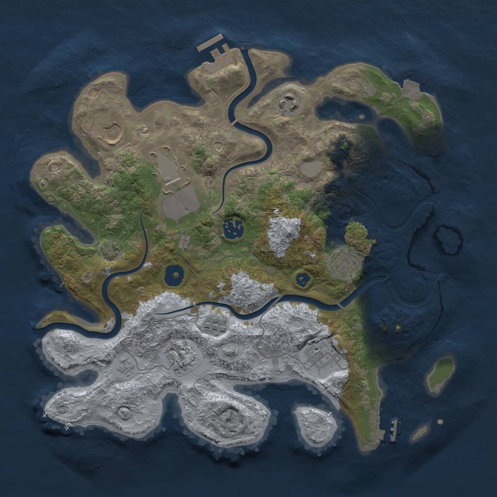 Rust Map: Procedural Map, Size: 3550, Seed: 864830, 14 Monuments