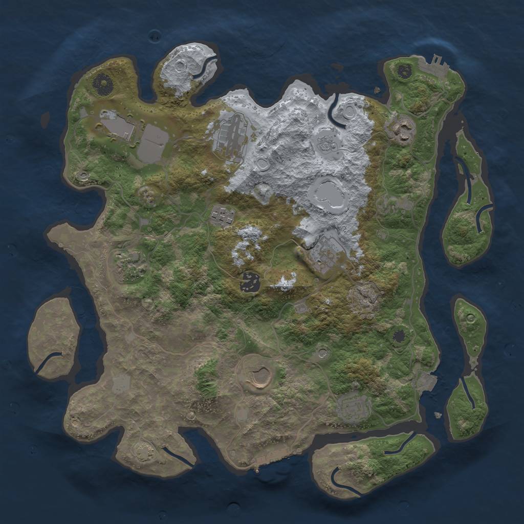 Rust Map: Procedural Map, Size: 3700, Seed: 5918658, 17 Monuments