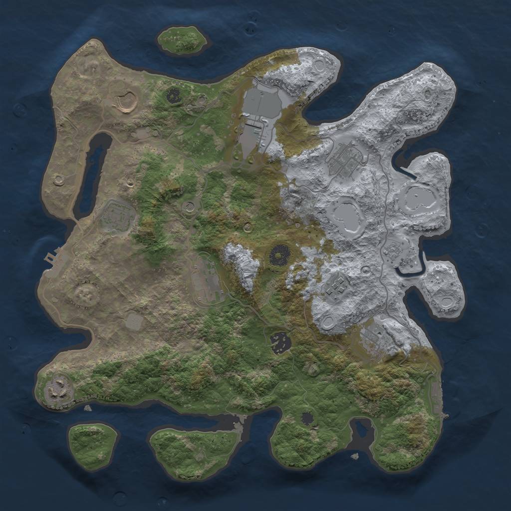 Rust Map: Procedural Map, Size: 3550, Seed: 614135, 16 Monuments