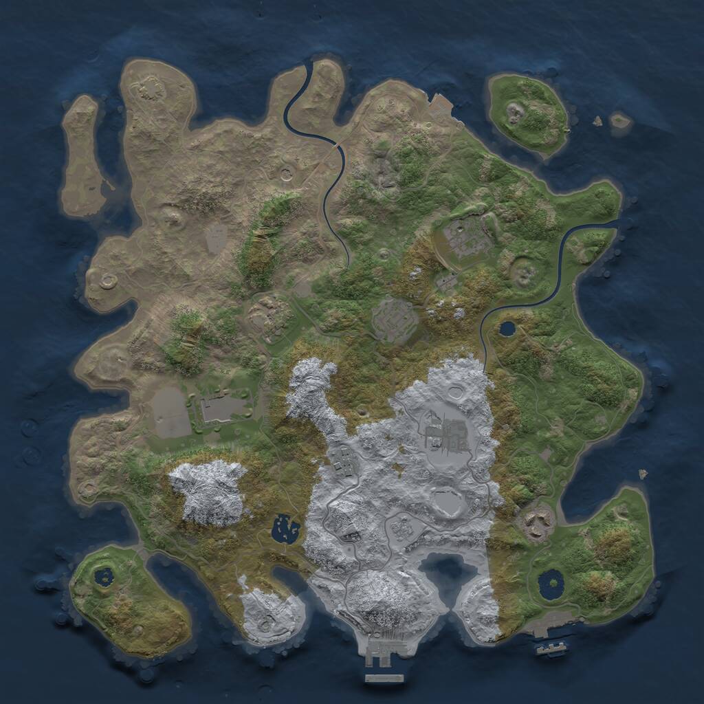 Rust Map: Procedural Map, Size: 3700, Seed: 2565657, 14 Monuments