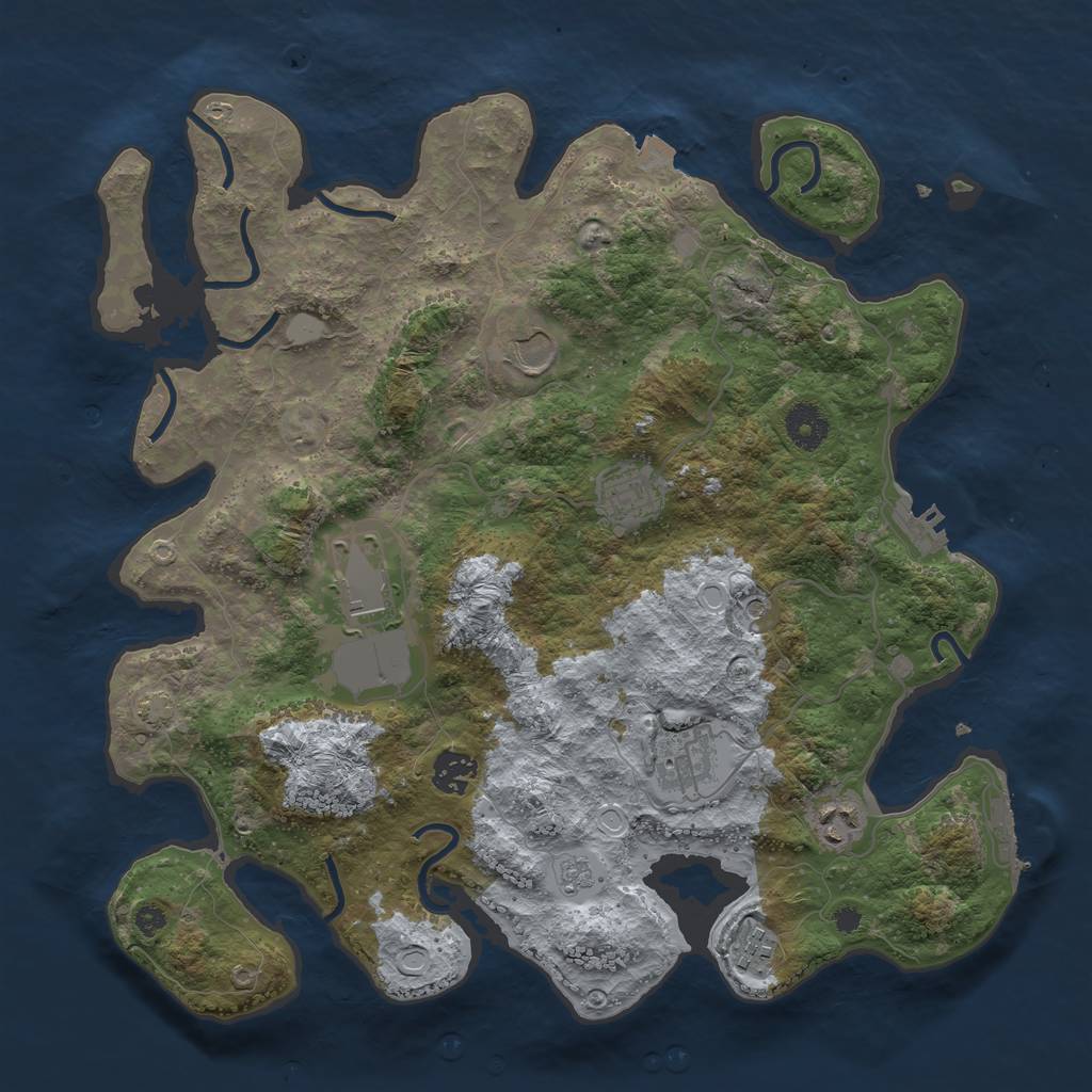 Rust Map: Procedural Map, Size: 3700, Seed: 2565657, 15 Monuments