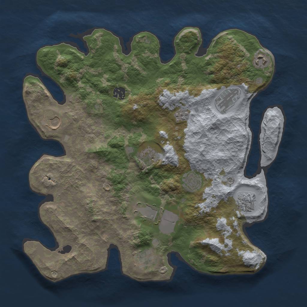 Rust Map: Barren, Size: 3600, Seed: 815509195, 13 Monuments