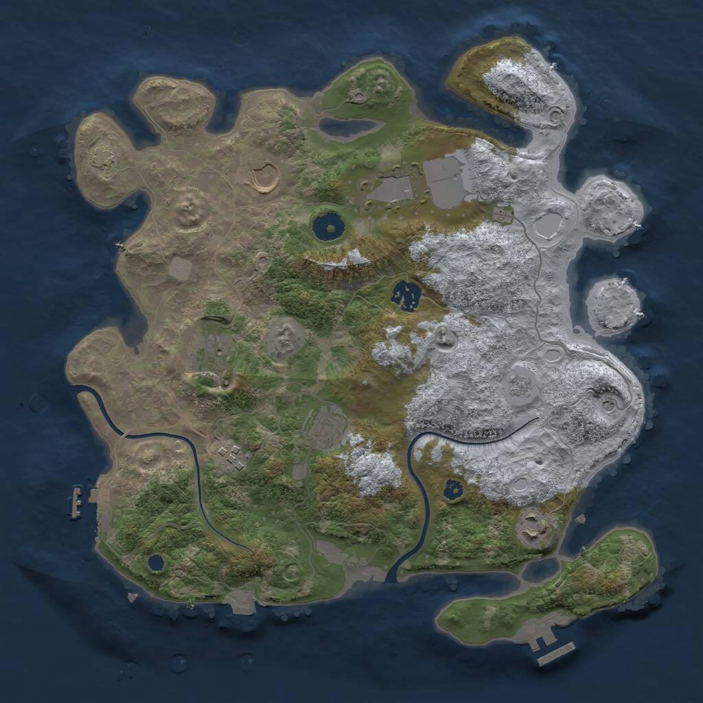 Rust Map: Procedural Map, Size: 3550, Seed: 958113, 13 Monuments