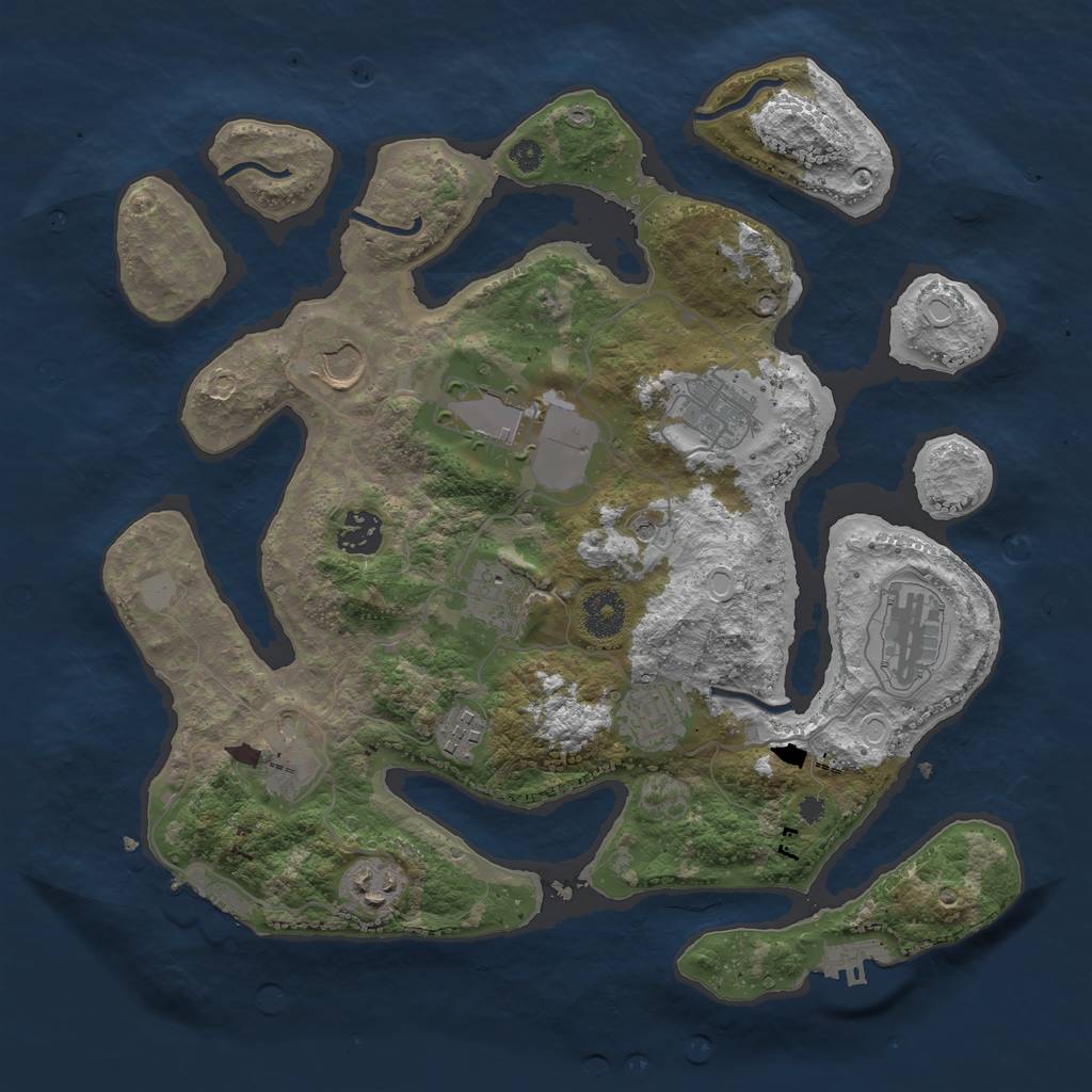 Rust Map: Procedural Map, Size: 3550, Seed: 958113, 18 Monuments