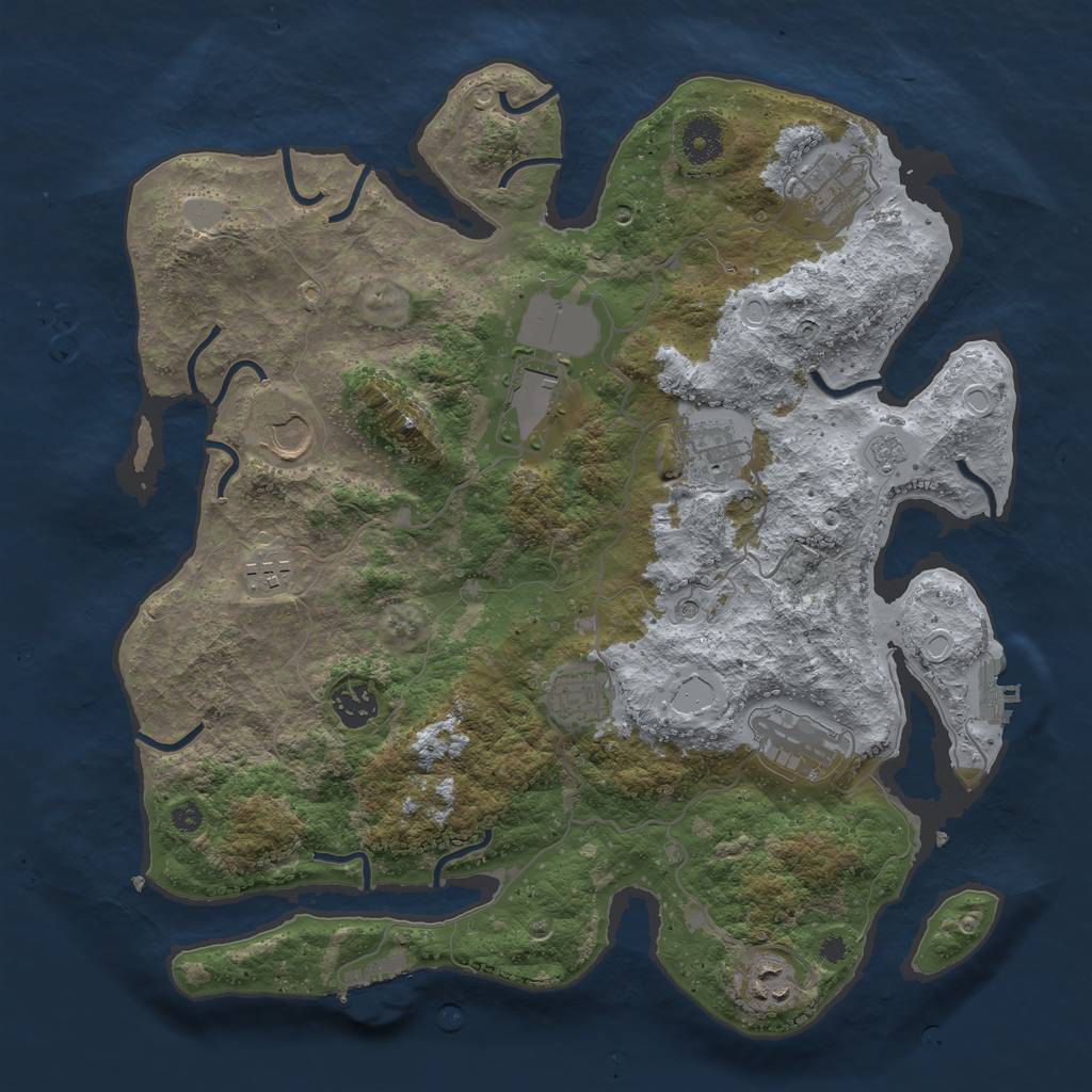 Rust Map: Procedural Map, Size: 3700, Seed: 1032907, 16 Monuments