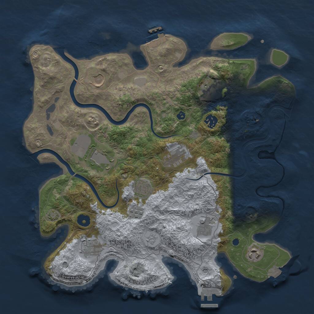 Rust Map: Procedural Map, Size: 3700, Seed: 4918073, 16 Monuments