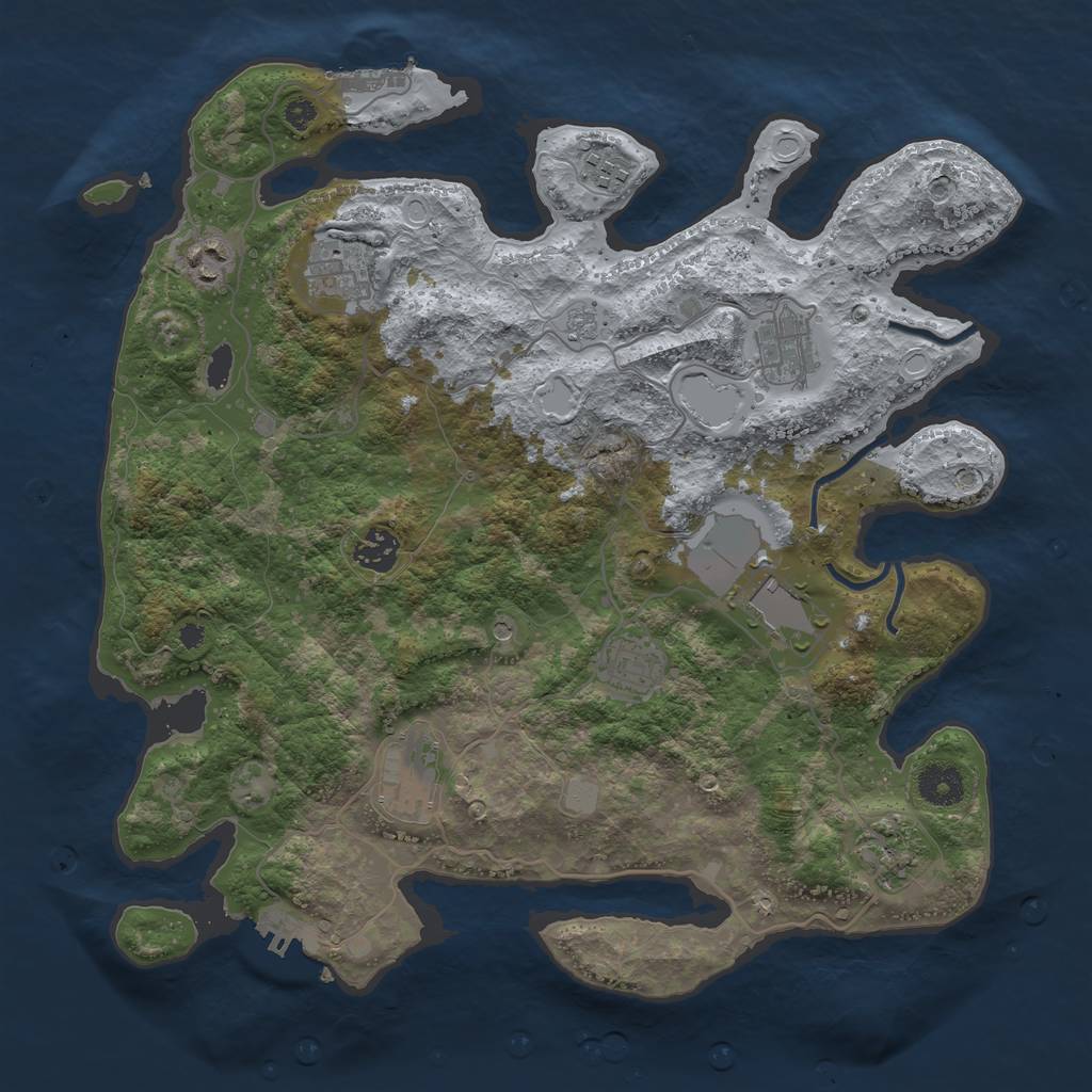 Rust Map: Procedural Map, Size: 3700, Seed: 2475271, 16 Monuments