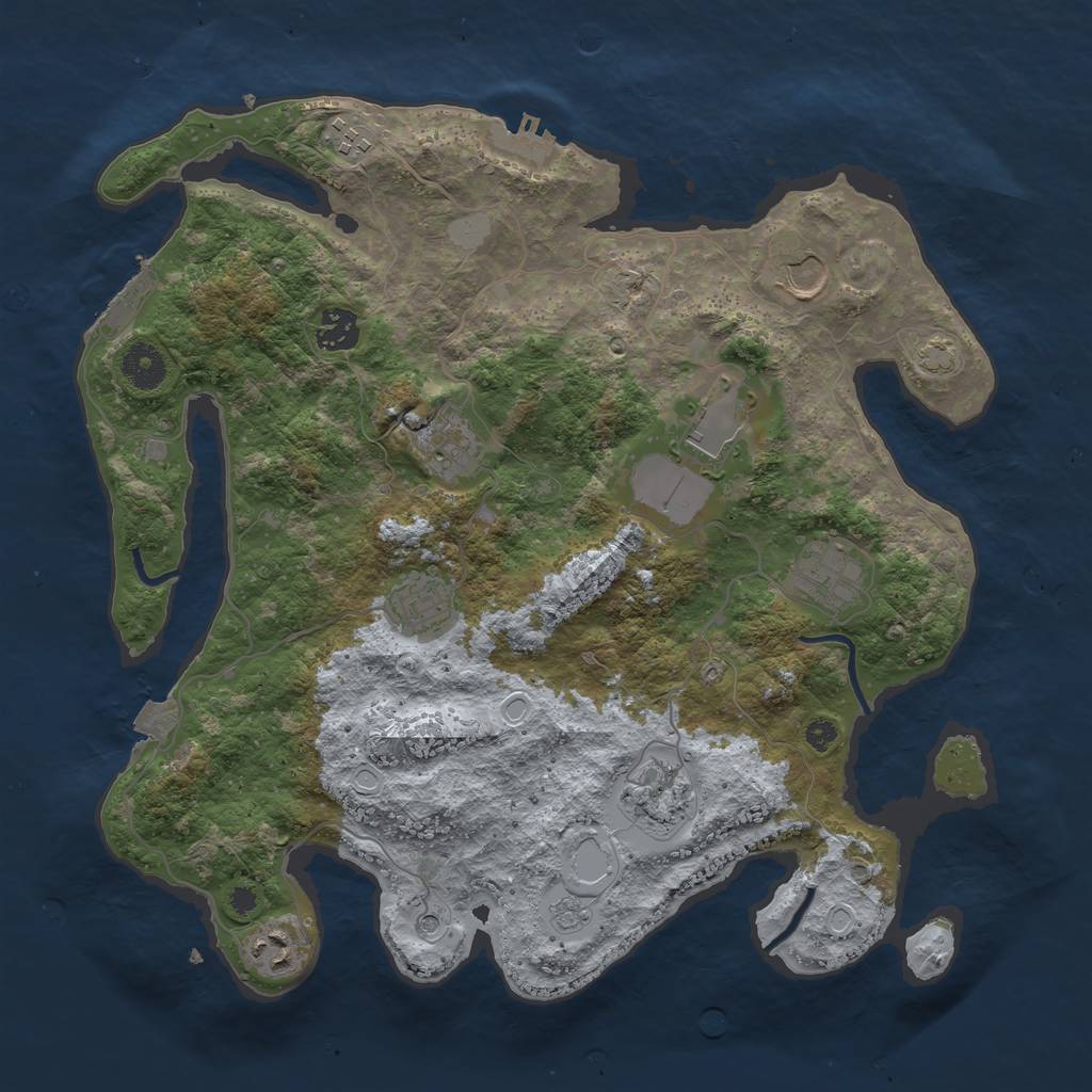 Rust Map: Procedural Map, Size: 3700, Seed: 6421750, 17 Monuments