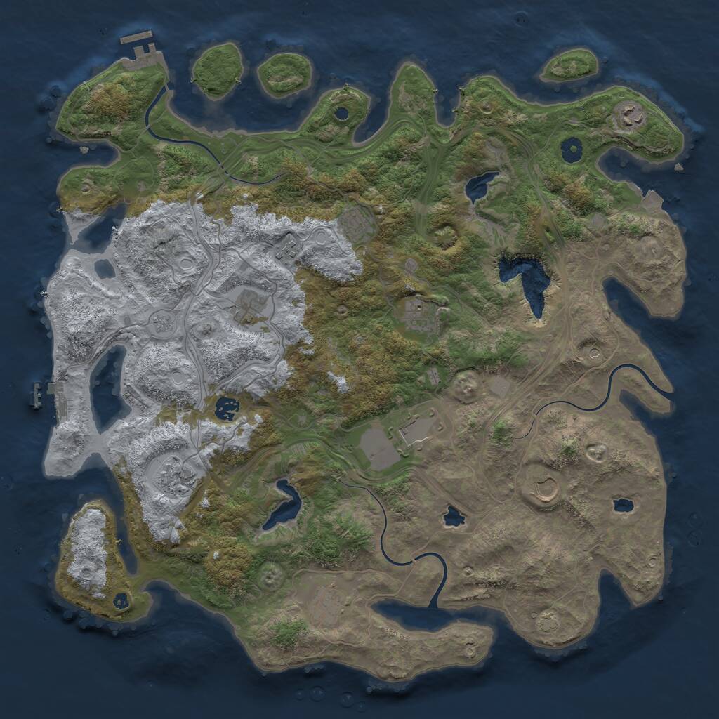 Rust Map: Procedural Map, Size: 4500, Seed: 6739, 16 Monuments