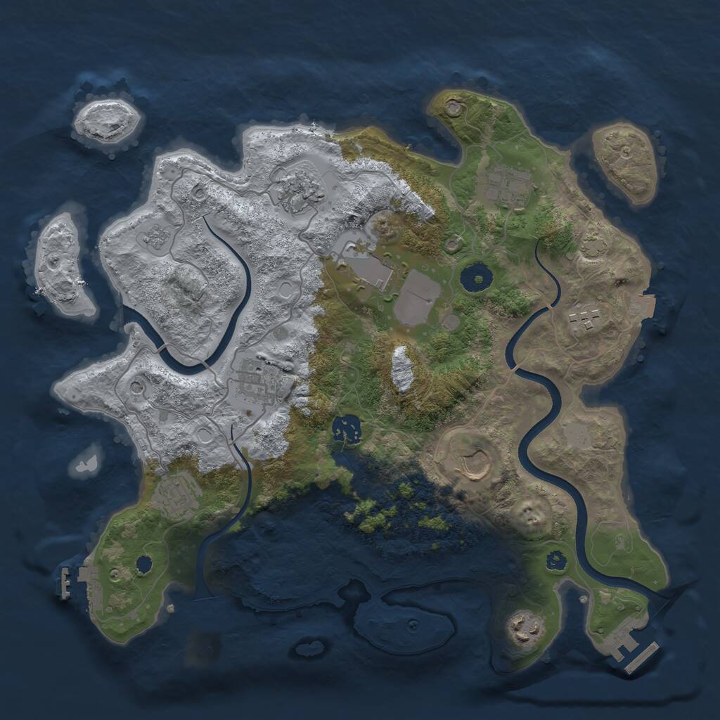 Rust Map: Procedural Map, Size: 3550, Seed: 314877, 15 Monuments