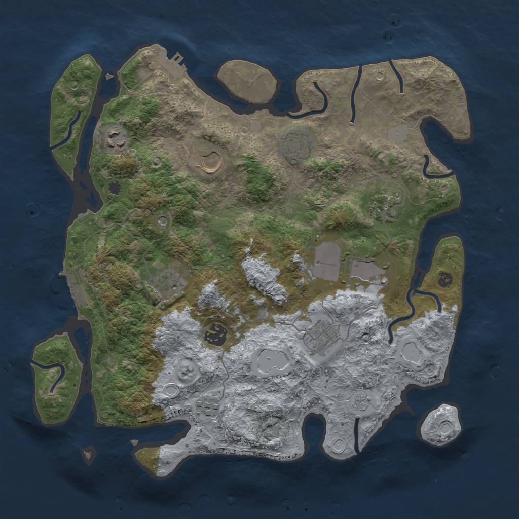 Rust Map: Procedural Map, Size: 3550, Seed: 915410, 16 Monuments