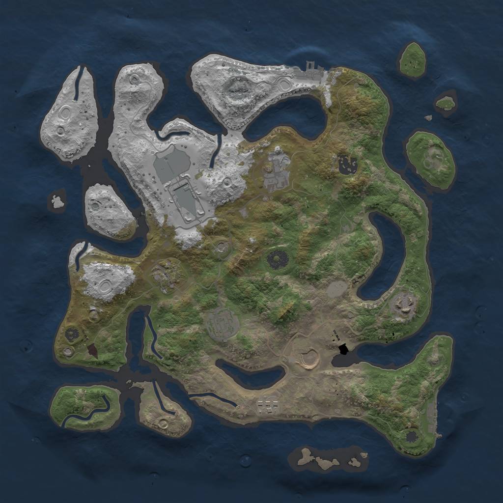 Rust Map: Procedural Map, Size: 3700, Seed: 4588650, 16 Monuments