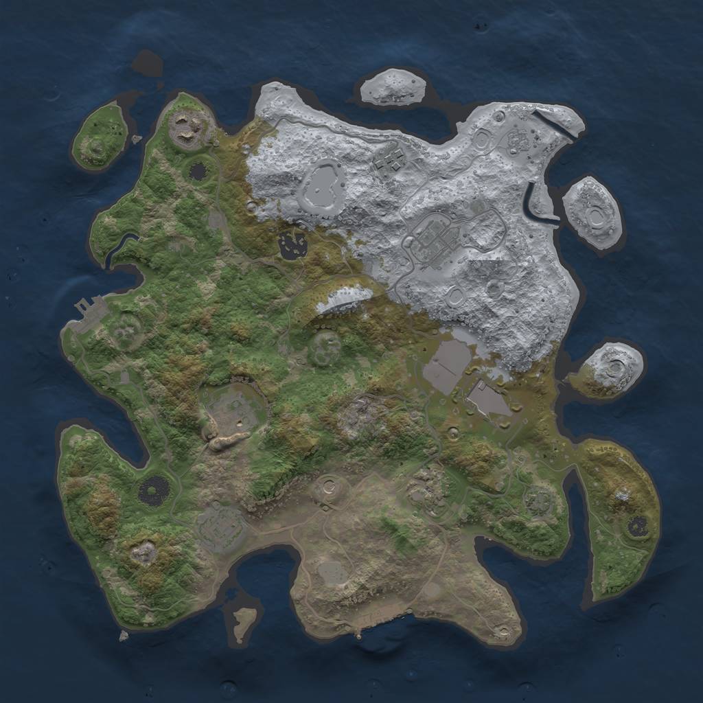 Rust Map: Procedural Map, Size: 3500, Seed: 832718028, 16 Monuments