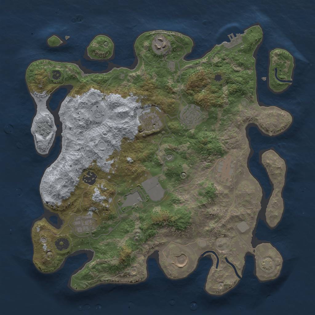 Rust Map: Procedural Map, Size: 3500, Seed: 1073294564, 16 Monuments