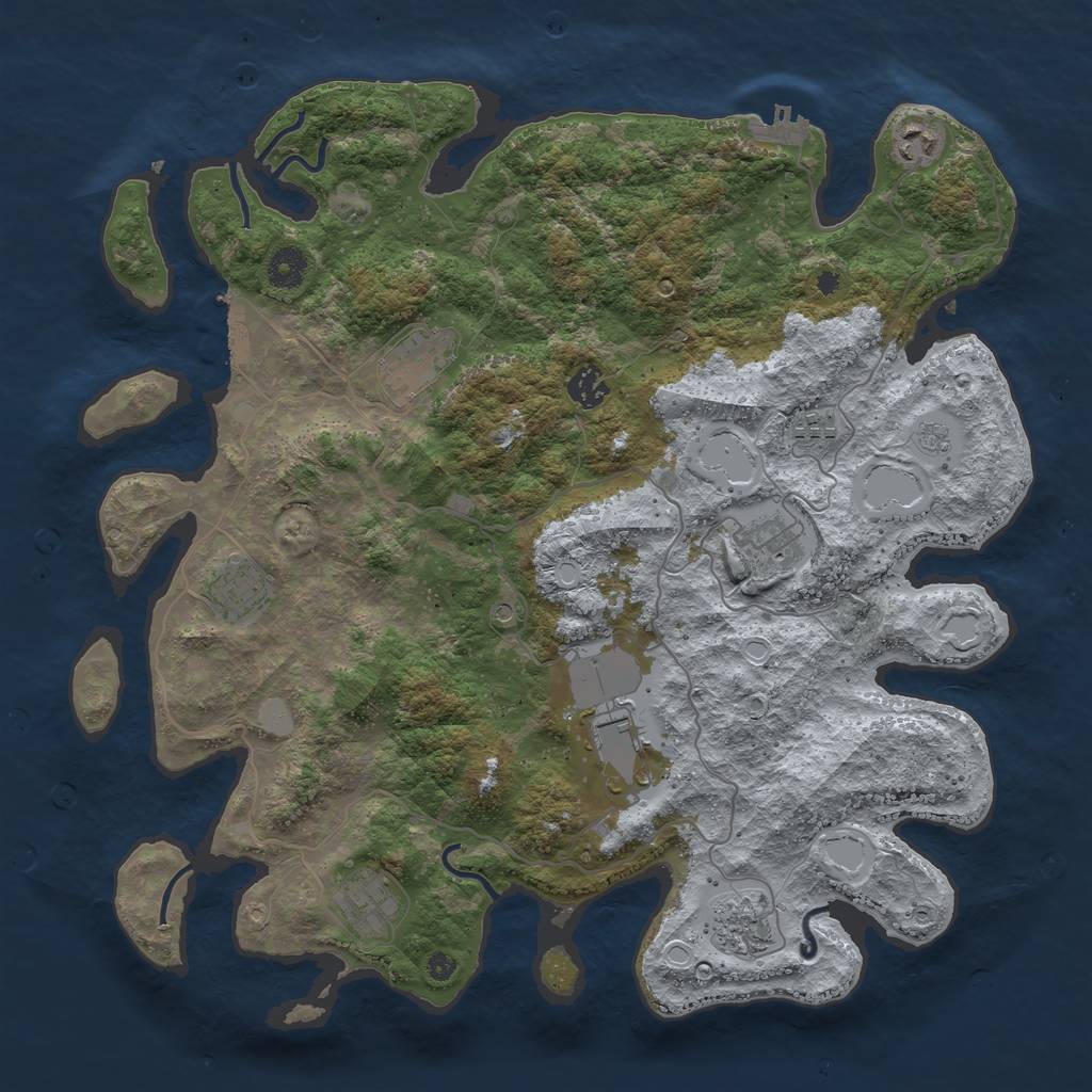 Rust Map: Procedural Map, Size: 4000, Seed: 563488, 16 Monuments