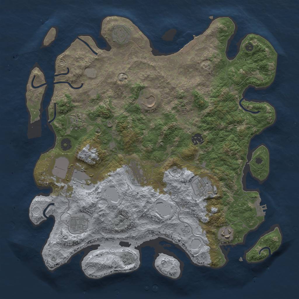 Rust Map: Procedural Map, Size: 3800, Seed: 67, 17 Monuments