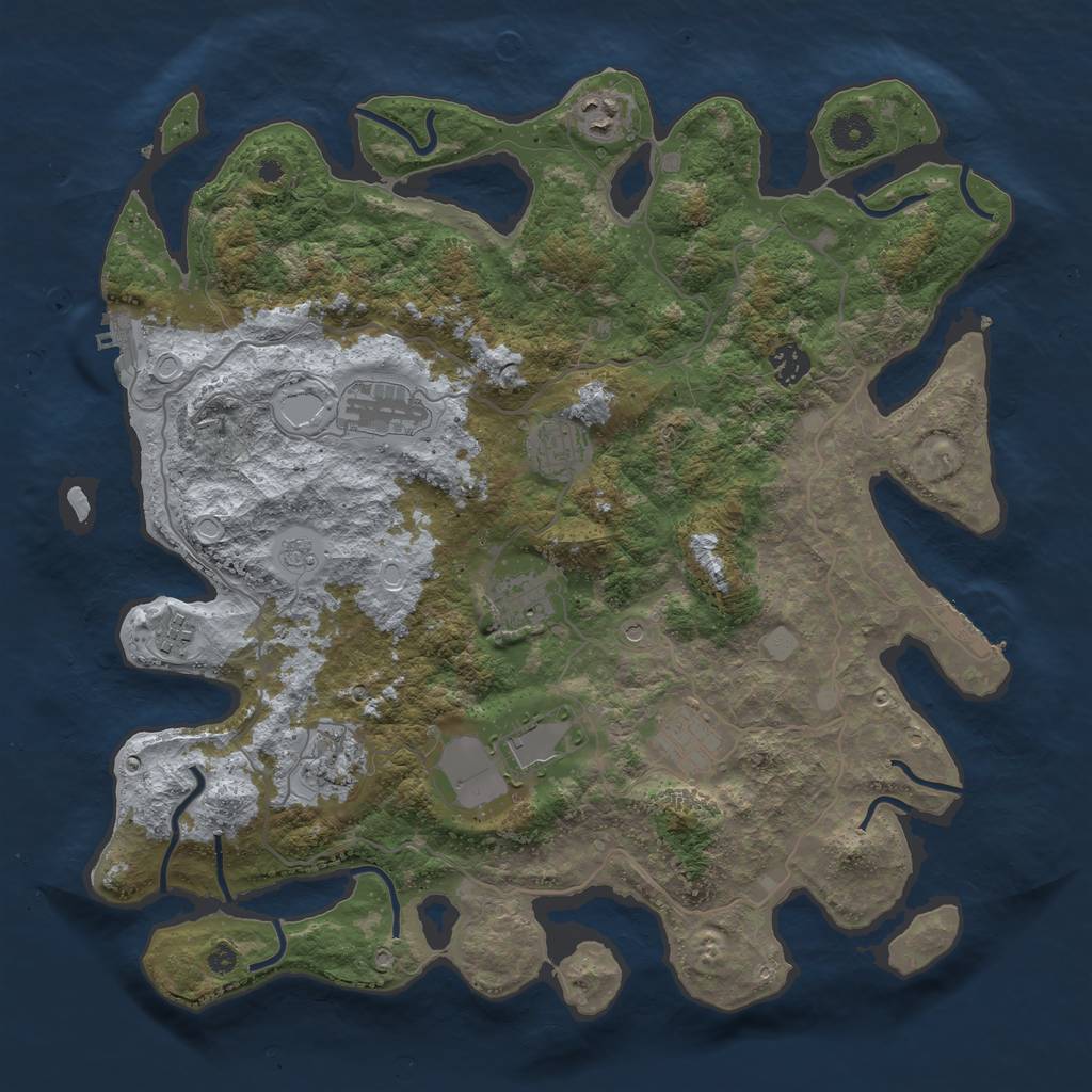 Rust Map: Procedural Map, Size: 4000, Seed: 648424, 16 Monuments