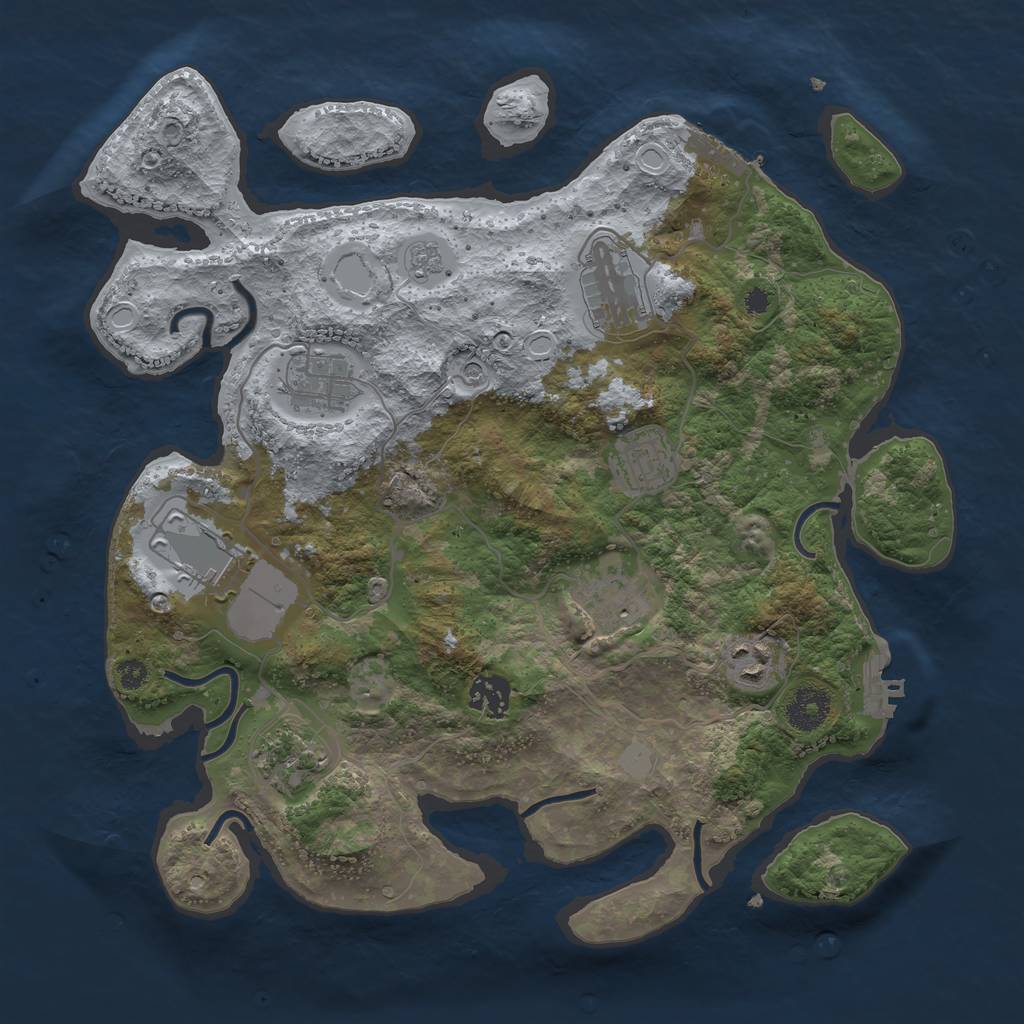 Rust Map: Procedural Map, Size: 3500, Seed: 263177, 15 Monuments