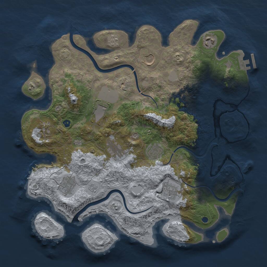 Rust Map: Procedural Map, Size: 3600, Seed: 1586958412, 14 Monuments