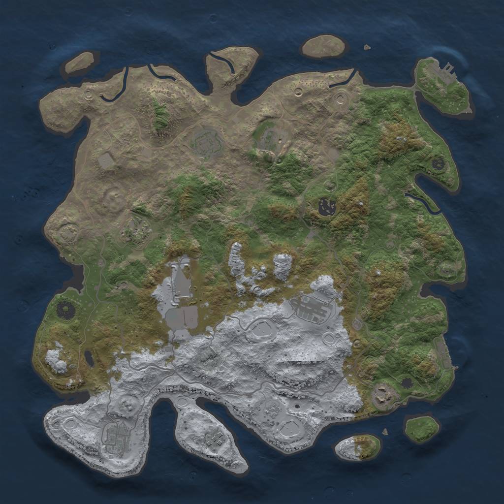 Rust Map: Procedural Map, Size: 4000, Seed: 3546, 17 Monuments